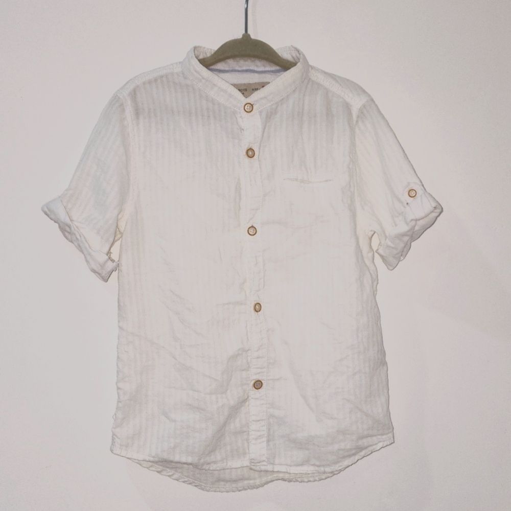 ZARA KIDS shirt short sleeve boys 5 white button down shirt